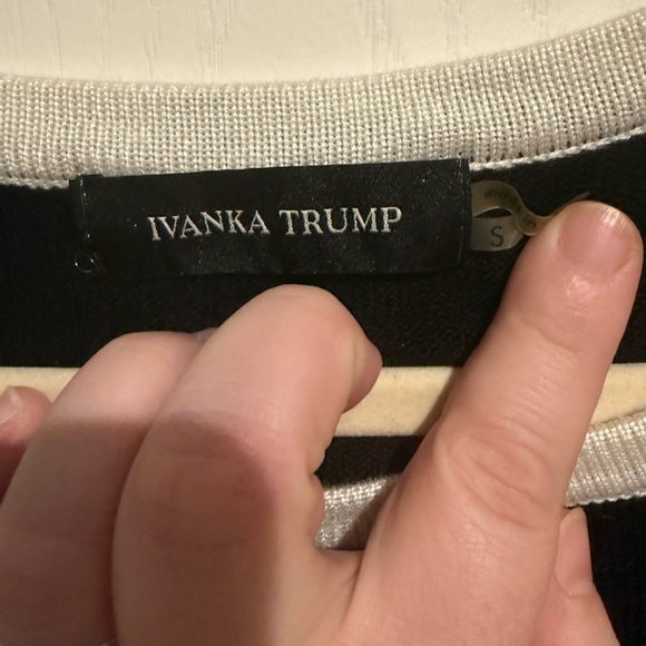 Ivanka Trump Black and Cream Long Sleeve sweater Dress - Picture 2 of 5